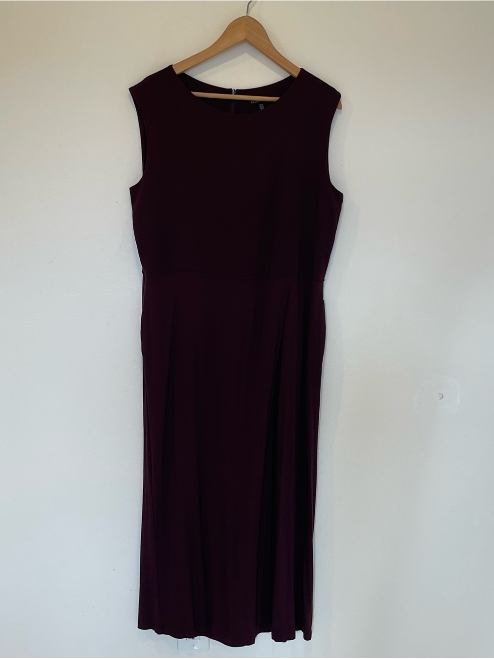 Eileen Fisher Sleeveless Romper in Deep Plum Burgundy wine with pockets
